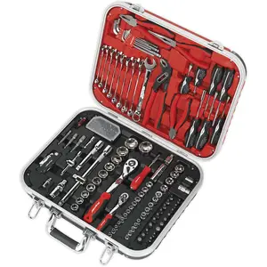 Comprehensive 136pc Mechanic's Tool Kit with Sockets, Ratchets, and Accessories