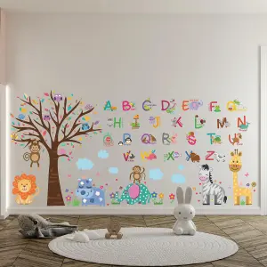 Walplus Combo Kids  Fauna Animal Alphabet With Happy London Zoo Wall Sticker PVC