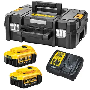 Dewalt XR Power Source Kit 2x DCB182 4.0ah 18v Batteries + DCB115 Charger +Tstak