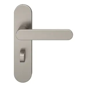 GoodHome Minzh Brushed Nickel effect Round WC Door handle (L)120mm (D)53mm, Pair of 2