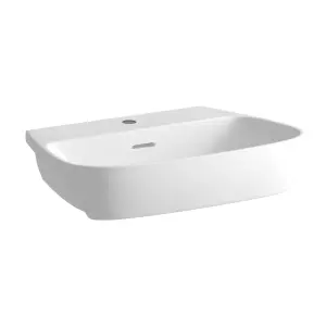 Standon White Rectangular Semi-recessed Basin (W)49.5cm