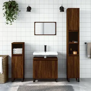 Berkfield Bathroom Cabinet Brown Oak 58x33x60 cm Engineered Wood