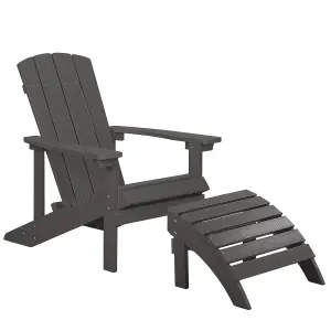 Garden Chair ADIRONDACK with Footstool Dark Grey