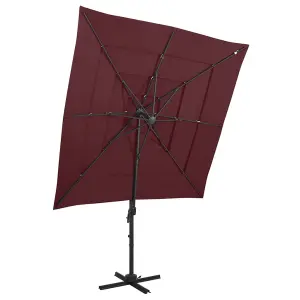 Berkfield 4-Tier Parasol with Aluminium Pole Bordeaux Red 250x250 cm