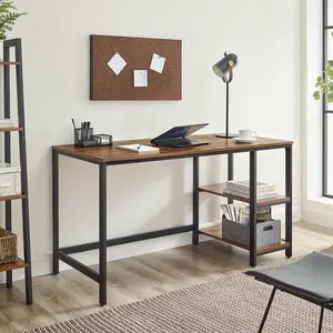 Vaillancourt Desk Black / Rustic Brown / 75cm H x 140cm W x 60cm D