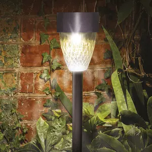 SuperBright LED Solar Stake Light CYGNUS (4 Pack) Warm White Metallic Dark Grey