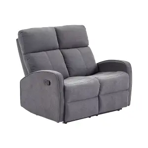 2 Seater Manual Reclining Sofa in Dark Grey Fabric - Parma