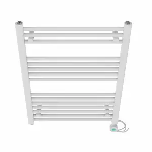 Right Radiators Prefilled Thermostatic Electric Heated Towel Rail Straight Bathroom Ladder Warmer - White 800x600 mm