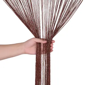 String Curtain Panel Spaghetti Tassel Curtain, 200cm x 90cm - Coffee