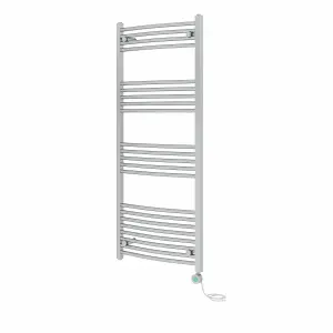 Rinse Bathrooms Smart WiFi Thermostatic Electric Bathroom Curved Heated Towel Rail Radiator with Timer 1400x600mm - Chrome