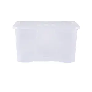 Wham Crystal 10 x 60L Plastic Storage Boxes with Lids. Large Size, Strong. Made in the UK Clear