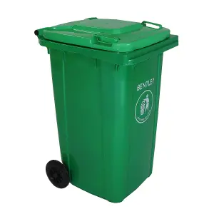 Charles Bentley 240 Litre Green Wheelie Bin - Weatherproof and durable