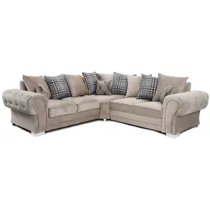 Milan 5 Seater L Shaped Corner Sofa Scatter Back Chesterfield Arms Mink 2 Corner 2