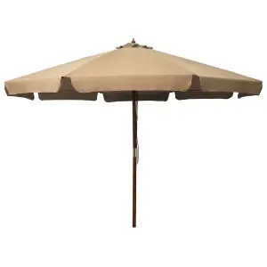 Berkfield Outdoor Parasol with Wooden Pole 330 cm Taupe