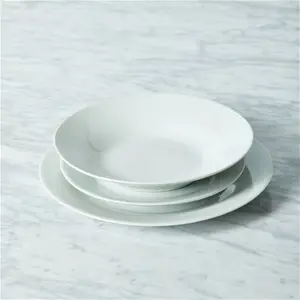 Dunelm White Rim 12 Piece Dinner Set, Industrial, Porcelain