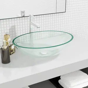 Berkfield Basin Glass 50x37x14 cm Transparent