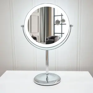 ValueLights 8 inch Rechargeable Tabletop Mirror with 5 x Magnification and Dimmable LED Light