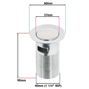 SPARES2GO Chrome Slotted Sink Basin Bathroom Kitchen Waste Flip Plug (1 1/4")