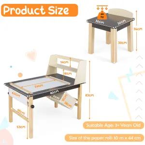 Costway Kids Table & Chair Set Children Wooden Toddler Drawing Art Desk w/ 2-Tier Shelf