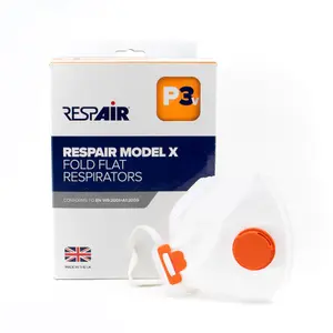 FFP3 Masks - 10 Pack - Respair Model X Fold Flat Respirators P3v with Valve