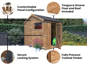 Dunster House Bike Shed Storage 1.8m x 2.4m Garden Building Wooden Pressure Treated Overlord Apex