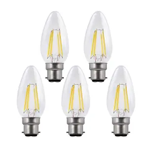 Harper Living 4.5 Watts B22 BC Bayonet LED Light Bulb Clear Candle Warm White Dimmable, Pack of 5