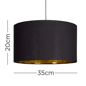 ValueLights Reni Large Modern Black and Gold Pendant Ceiling Light Shade