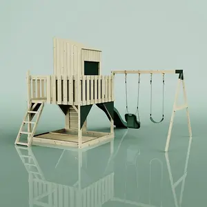 Rebo PolarPlay Kids Climbing Tower & Playhouse - Swing Olavo Green