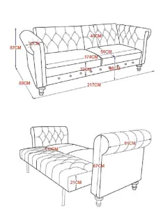 Calgary Velvet Sofa Bed Chesterfield Style 3 Seater Sofa Button Design, Dark Green