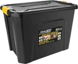 Heavy Duty Polypropylene 60 Litre Storage Box with Clip on Lid