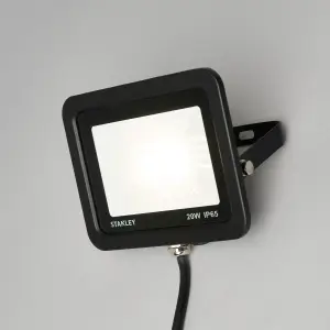 Litecraft 2 Pack Stanley Slimline Black 20 Watt LED IP65 Outdoor Wall Flood Light