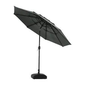 3M 3-Tier Parasol Umbrella Sun Shade with Mobile Base Easy Crank and Push Button