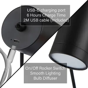 Modern Matte Black Adjustable Tiltable Rechargeable LED Table/Desk/Floor Lamp