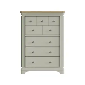 8 Drawer Chest Of Drawers Solid Painted Oak Sage Green Ready Assembled