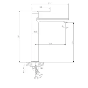 GoodHome Akita Tall Matt Black Round Basin Mixer Tap