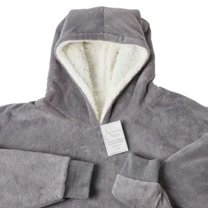 Sienna Hoodie Blanket Ultra Plush Wearable Sherpa Oversize - Charcoal