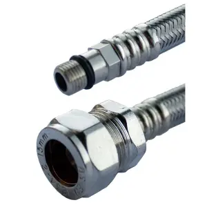 Oracstar Flexi Tap Connector For Monoblock Taps (Pack Of 2) Silver (1.5 x 1 x 30cm)