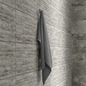 Shaded slate Grey Matt Split Face Porcelain Indoor Wall Tile Sample