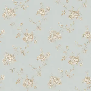 Galerie Palazzo Blue Turquoise Floral Embossed Wallpaper