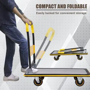 Costway Folding Push Cart Dolly Moving Hand Truck Rolling Flatbed Platform Cart 300KG