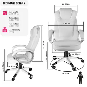 tectake Office chair Zulu - desk chair computer chair - white