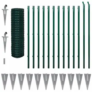 Enos Outdoor Euro Fence Panel Set with Ground Spike Steel Grey / 150cm H x 2500cm W