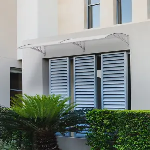 White Front Door Canopy Outdoor Awning Rain Shelter W 190 cm x D 100 cm x H 28 cm