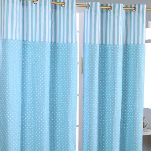 Homescapes Polka Dots Blue Ready Made Eyelet Curtain Pair, 137 x 182 cm Drop