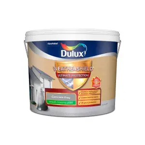 Dulux Weathershield Ultimate Concrete grey Smooth Matt Masonry paint, 10L