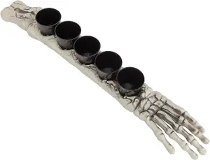 5Pcs Halloween Skeleton Arm Shot Glasses - Black Stand, Spooky Party Tableware