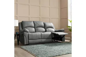 Darius 3 Seater Recliner Sofa, Dark Grey Air Leather