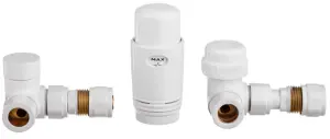 Invena White Axial Thermostatic Angled Set Heater PEX/Copper Radiator Connection