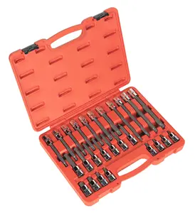 Sealey Spline Socket Bit Set 26pc 1/2" Square Drive Chrome Vanadium Steel AK2195