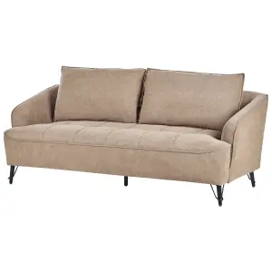 3 Seater Fabric Sofa Brown HOBRO